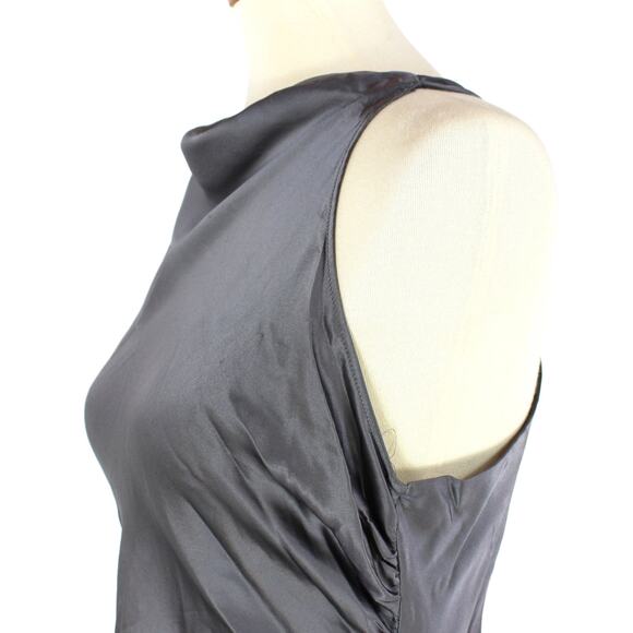 Reformation Casette Shale Gray Silk Dress 8 NEW Cowl Neck Satin Formal Midi - Picture 4 of 8